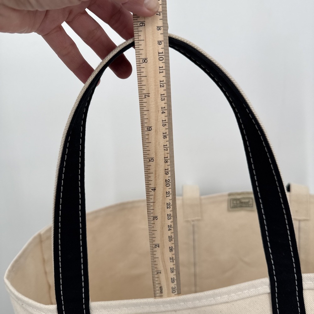 Vintage LL Bean Boat and Tote XL Handle Canvas Bag Natural/Black STIFF Classic - Picture 9 of 11